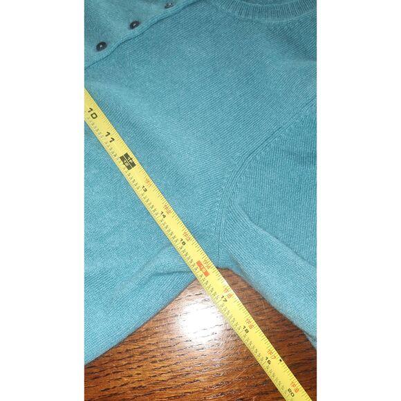 Pure Collection Women's Cardigan UK 10 US 4 Teal 100% Cashmere Round Neck Cardig - Picture 8 of 11